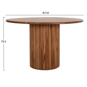 Round dining table Roder Hm9896 teak - top 3 cm thick - Φ130x79.5hcm.