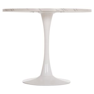 Round dining table Rollo Hm9421.11 melamine in white marble metal legs Φ90x74hcm.