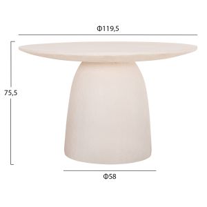 Кръгла трапезарна маса Seppo Hm18154.02 фиброцимент в Бяло-φ119,5x75,5hсм.