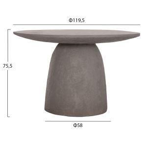 Round dining table Seppo Santorini Hm18154.03 fiber cement in Gray-φ119.5x75.5hcm.