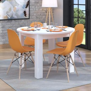 Round dining table Ancona in white, 109x109x76.5cm