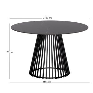 Round dining table Bold Memnon Sm18099 ceramic top-metal black base Φ120x76cm.