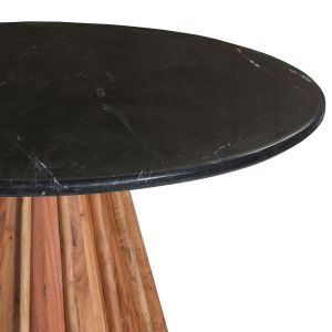 Кръгла трапезна маса Draxxакация масив с мраморен плот черен цвят D150x76hcм Hm9688