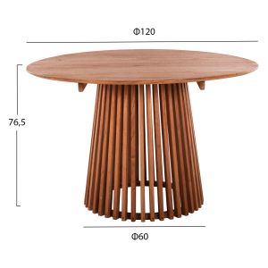 Round dining table Frantz solid pine wood Hm9388.11 in natural color D120x76.5hcm