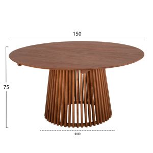 Round dining table Frantz solid pine wood in natural color D150x76hcm ημ9457,11