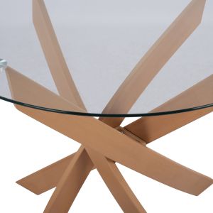 Round dining table Jada with metal legs and tempered glass Hm8733,02
