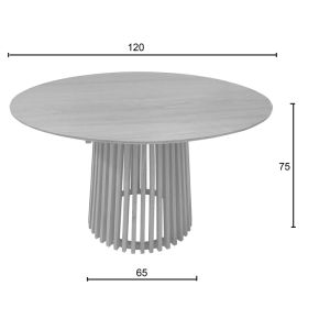 Round dining table Kenda solid pine wood in natural shade D120x75cm