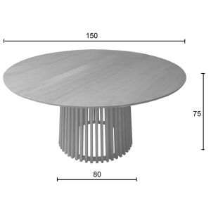 Round dining table Kenda solid pine wood in natural shade D150x75cm