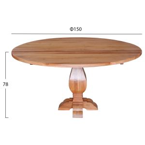 Round dining table solid teak wood with carved leg D150x78hcmhm9464,01