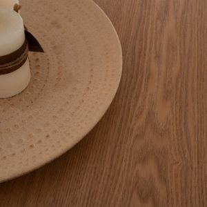 Round dining table with Mdf oak veneer top in rustic style D120x75h Hm9307,01
