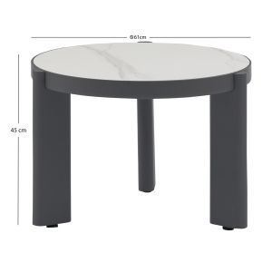 Round coffee table Absolution Sm6466.01 aluminum-gray stone Φ61x45cm