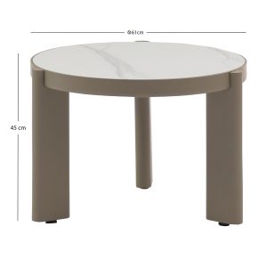 Round coffee table Absolution Sm6466.02 aluminum-sintered stone beige Φ61x45cm