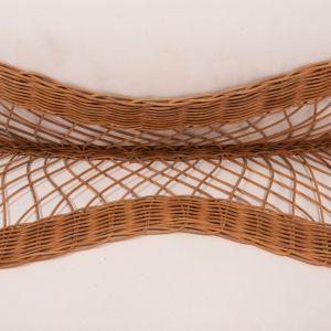 Round coffee table Anna Santorini Hm18157.02 fiber cement in white color - natural rattan -- Φ92x44.5h cm.
