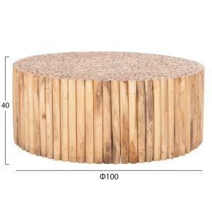 Кръгла холна маса Cooter Naturally тикови клони масив - естествен финиш D100x40h Hm9862