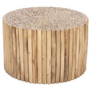 Кръгла холна маса Cooter Naturally тикови клони масив естествен финиш Hm9863 D80x50hcм