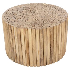 Кръгла холна маса Cooter Naturally тикови клони масив естествен финиш Hm9863 D80x50hcм