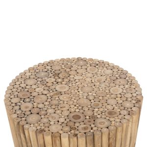 Кръгла холна маса Cooter Naturally тикови клони масив естествен финиш Hm9863 D80x50hcм