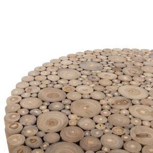 Кръгла холна маса Cooter Naturally тикови клони масив естествен финиш Hm9863 D80x50hcм