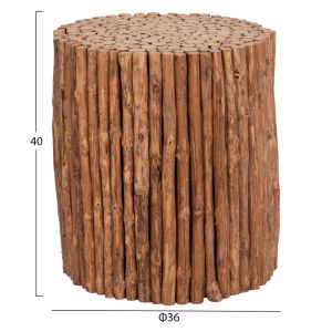 Кръгла холна маса Drifter Hm4443 от плавен дървен плат в естествен цвят Φ36x40всм.