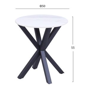 Round coffee table Hm9473,06 white top imitation marble D50x55hcm