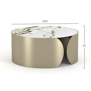 Round coffee table Obsession Sm18089 ceramic top with glass-metal legs Φ80x35cm.