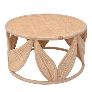 Round coffee table Siderty artificial rattan Pe natural color D80x45cm