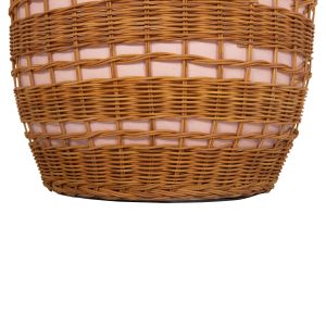 Кръгла холна маса Vilhena Hm18166 фибро цимент розова - естествен ратан Φ44.5x45hсм.