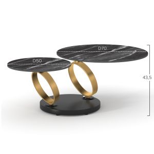 Round coffee table with rotating round Sm18096 ceramic top - metal base Φ77(50)x44cm.
