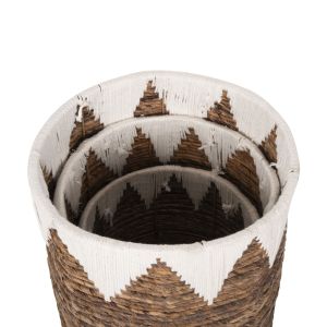Round baskets without lid 3 pcs, natural/white, D42x56hcm Hm4307