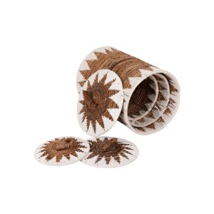 Round baskets with lid 3 pieces Rush in natural-white D42x63cm Hm4306