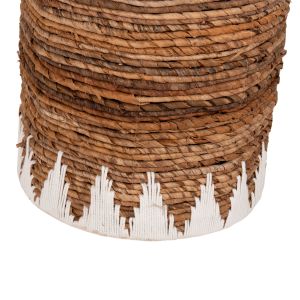 Round baskets with lid 3 pieces Rush in natural-white D42x63cm Hm4306