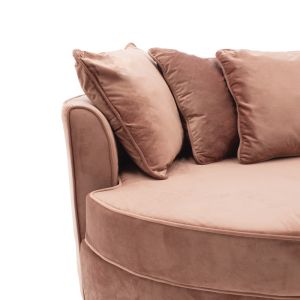 Round armchair-sofa Ophelia with rose ash damask 123x120x85cm