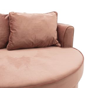 Round armchair-sofa Ophelia with rose ash damask 123x120x85cm