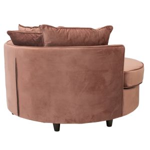 Round armchair-sofa Ophelia with rose ash damask 123x120x85cm