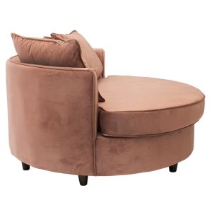 Round armchair-sofa Ophelia with rose ash damask 123x120x85cm
