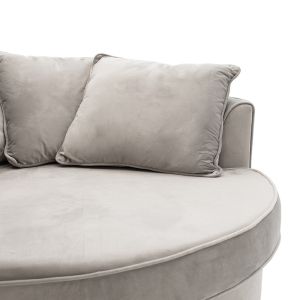 Round armchair-sofa Ophelia with gray velvet fabric 123x120x85cm