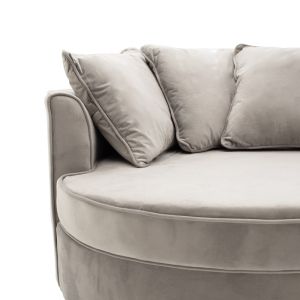 Round armchair-sofa Ophelia with gray velvet fabric 123x120x85cm