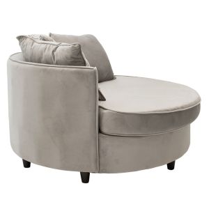 Round armchair-sofa Ophelia with gray velvet fabric 123x120x85cm