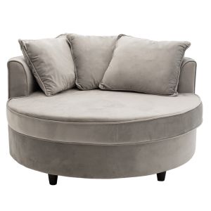 Round armchair-sofa Ophelia with gray velvet fabric 123x120x85cm