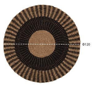 Round carpet pickaxe Hm7841 natural seagrass fibers in black-natural color D120cm
