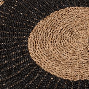Round carpet pickets Hm7843 natural seagrass fibers in black-natural color D150cm