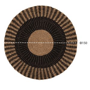 Round carpet pickets Hm7843 natural seagrass fibers in black-natural color D150cm