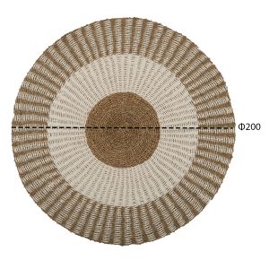 Round carpet pickets Hm7844 natural seagrass fibers in white-natural color D200cm