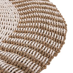 Round carpet pickets Hm7844 natural seagrass fibers in white-natural color D200cm