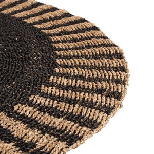 Round carpet pickets Hm7845 natural seagrass fibers in black-natural color D200cm