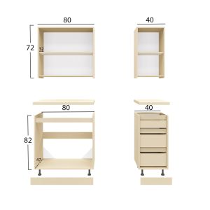 Kitchen composition melamine sonoma oak and beige marble top 120x47x84.8 Hm2466.01