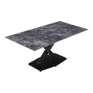 Кухненска маса Tafel синтерован черен камък с черни метални крака 180x90x76см
