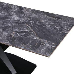 Кухненска маса Tafel синтерован черен камък с черни метални крака 180x90x76см