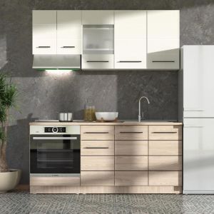 Kitchen composition Savona 180 gray oak/white 180x57x200cm