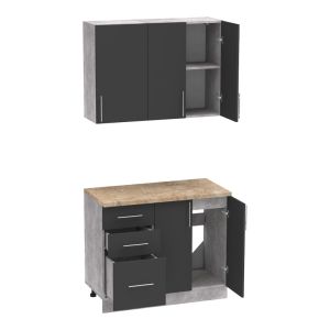 Kitchen module Festa I melamine in dark gray and sonoma color 100x60x85cm